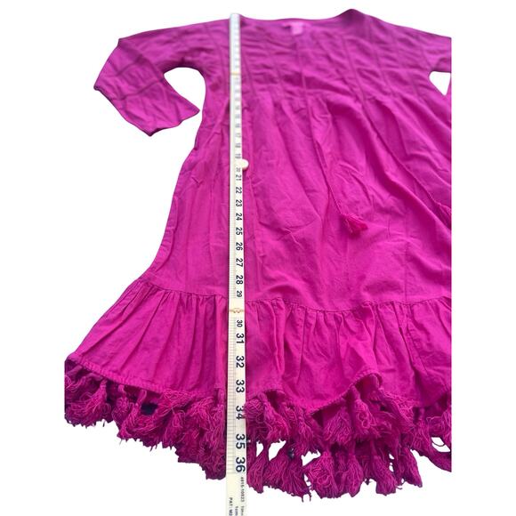 Catherine Malandrino Pink Cotton Tassel Hem Boho Dress - Size Small - Picture 6 of 9